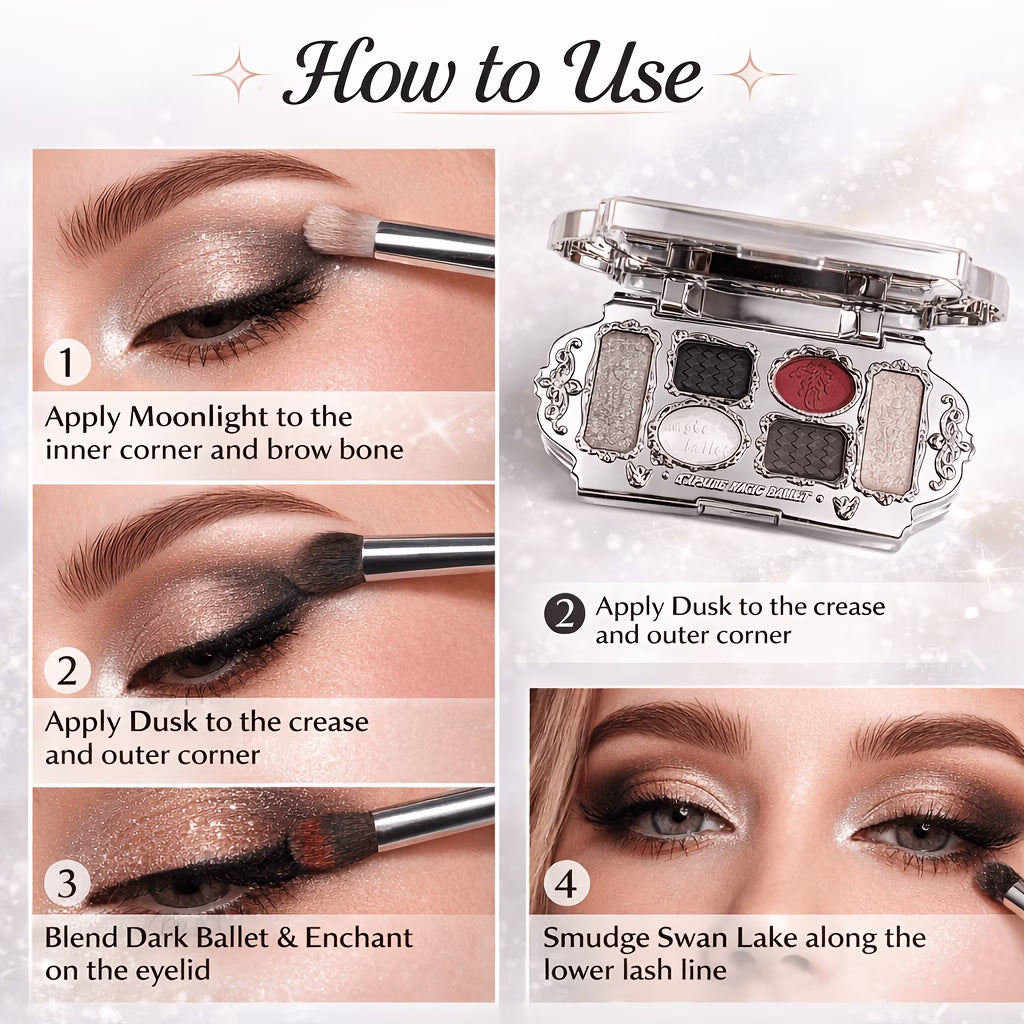 K'APEINE 6-Color Gothic Glitter Eyeshadow Palette
