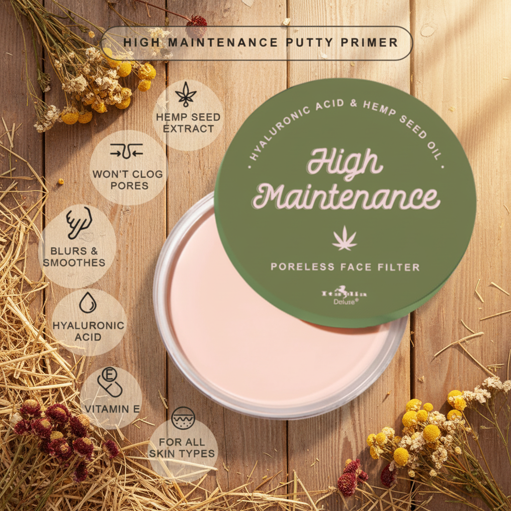 Italia Deluxe - High Maintenance Face  Poreless Putty Primer w/Hyaluronic Acid & Hemp Seed Oil
