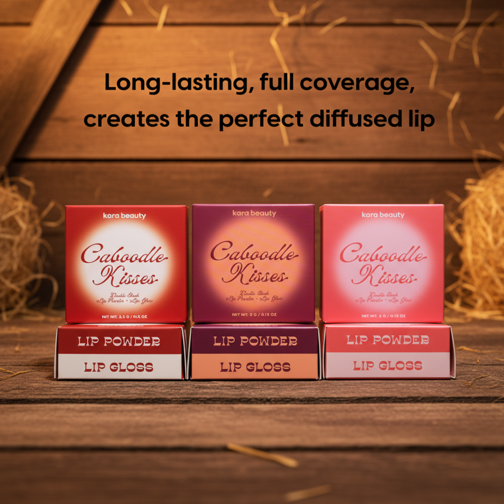 Kara beauty Caboodle Kisses Lip Powder + Lip Gloss WILDLY RED