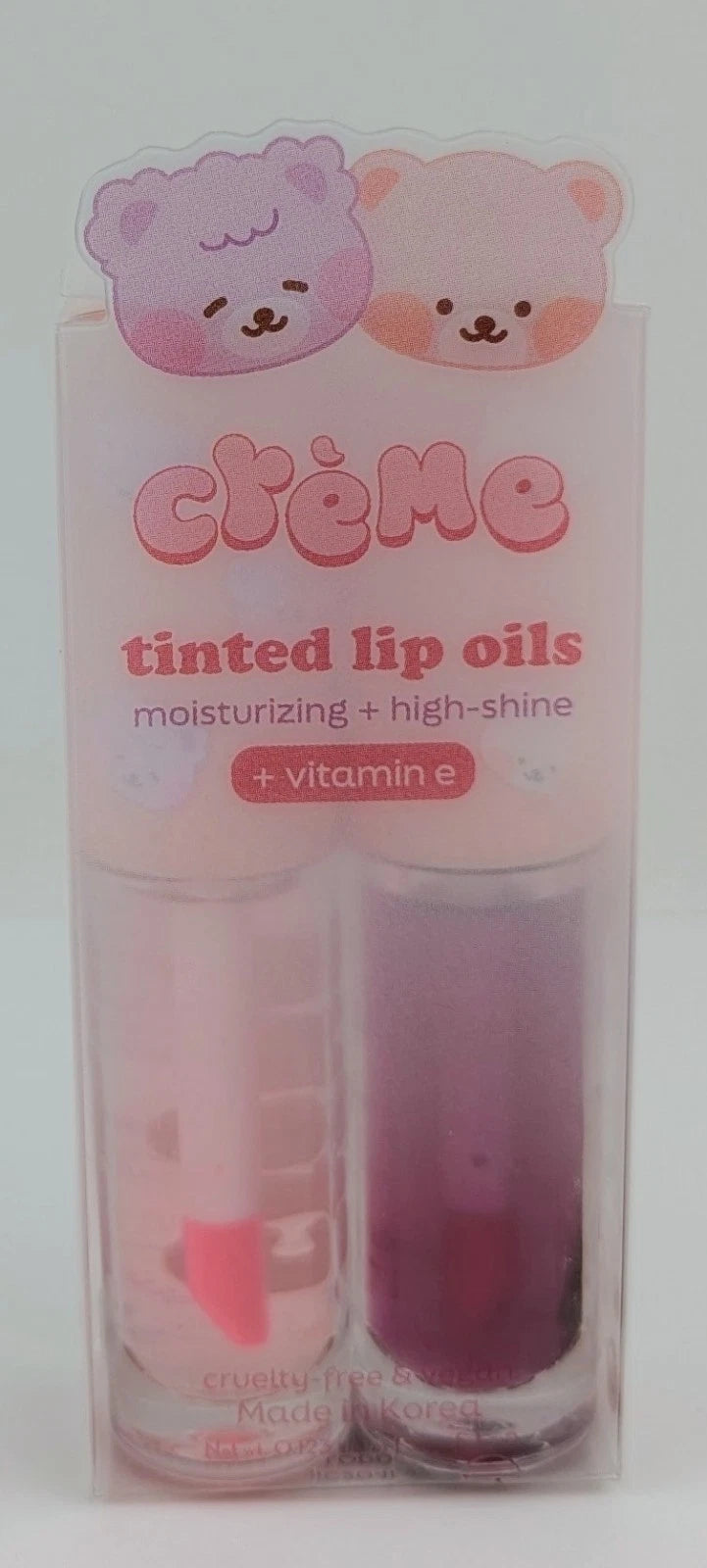 The Crème Shop Boba Bears High-Shine Tinted Lip Oil Duo - Indulge in Juicy Lips with Vitamin E Infusion - Long-Lasting Moisture - Lightweight Comfort (Set of 2)